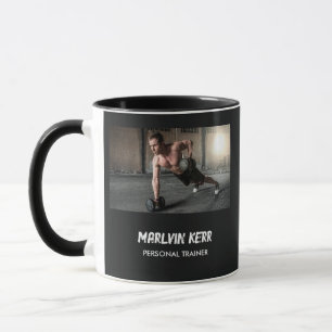 Custom photo gym business grey mug