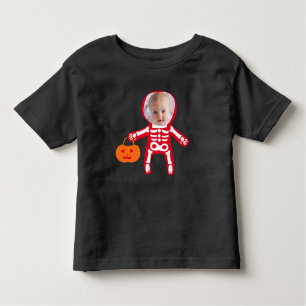 Custom photo Halloween skeleton trick or treat Toddler T-Shirt