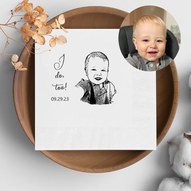Custom Photo Hand Drawing Personalised I Do Too Napkin (Creator Uploaded)