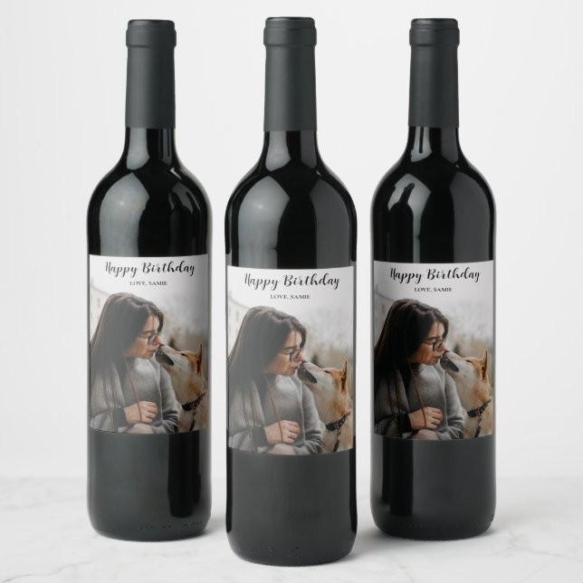 Custom Photo Happy Birthday Gift/ Anniversary  Wine Label (Bottles)
