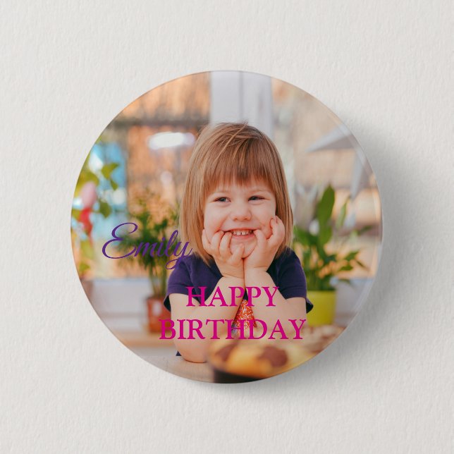 Custom Photo Happy Birthday Personalise Chocolate  6 Cm Round Badge (Front)