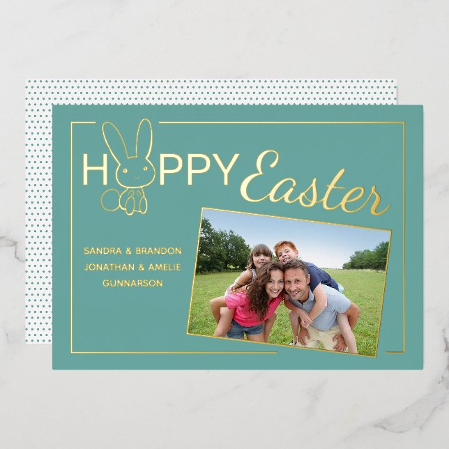 Custom Photo Happy Easter Bunny Foil Greeting Card (Front/Back)