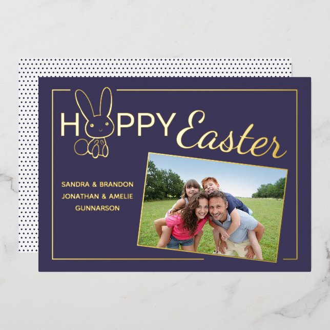 Custom Photo Happy Easter Bunny Foil Greeting Card (Front/Back)
