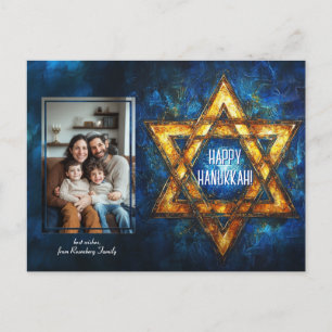 Custom photo Happy Hanukkah✡️, Star of David Postcard