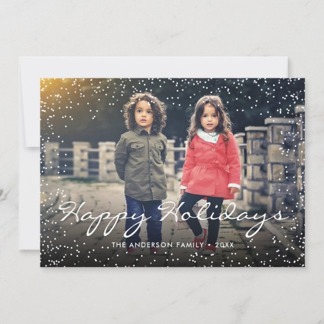Custom Photo Happy Holidays Christmas Snowflakes Holiday Card (Front)