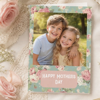 Custom Photo Happy Mother’s Day floral Card