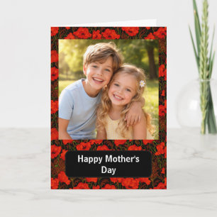 Custom Photo Happy Mother’s Day floral Poppies Card