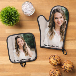 Custom Photo Happy Mother's Day Oven Mitt & Pot Holder Set