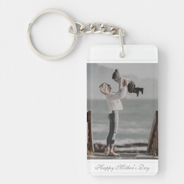 Custom photo Happy Mother's Day script baby Key Ring (Front)