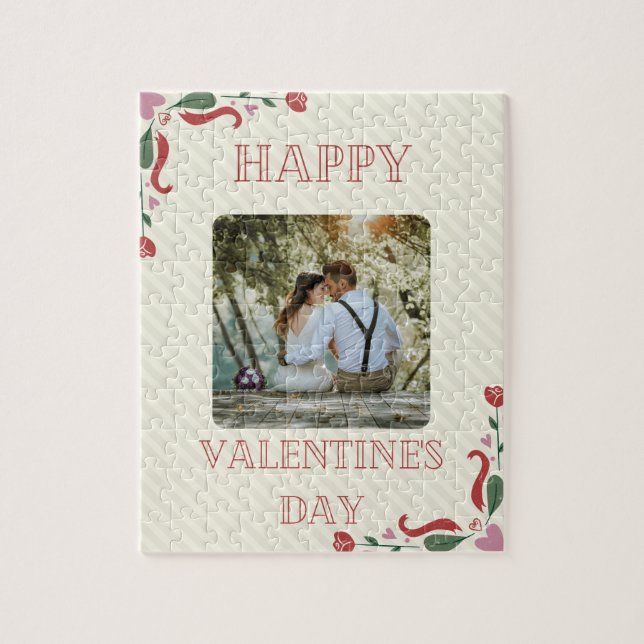 Custom Photo Happy Valentine's Jigsaw Puzzle (Vertical)
