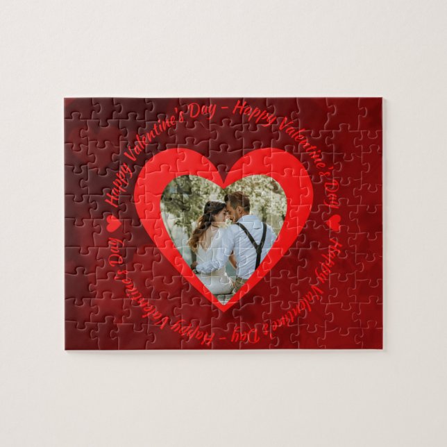 Custom Photo Happy Valentine's Jigsaw Puzzle (Horizontal)
