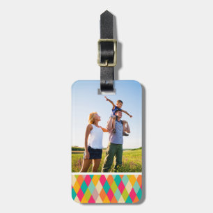 Custom Photo Harlequin vintage pattern Luggage Tag