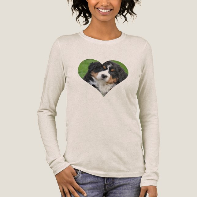 Custom photo HEART Dog Mum long sleeve Tri-Blend Shirt (Front)