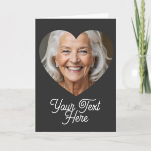 Custom photo heart mask and text card