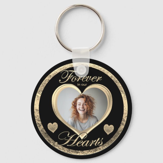 Custom Photo Heart Memorial Key Ring (Front)
