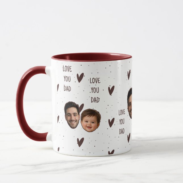Custom Photo Heart Pattern Mug for Father's Day (Left)