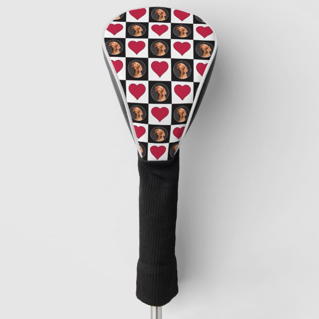 Custom Photo Heart Pattern Personalised Picture Golf Head Cover (Front)