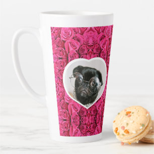Custom Photo Heart Pink Roses DIY Picture  Latte Mug