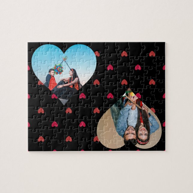 Custom Photo Hearts Valentine's Jigsaw Puzzle (Horizontal)