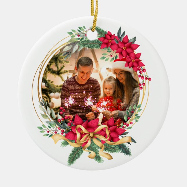 Custom  Photo Holiday Christmas Ornament (Front)