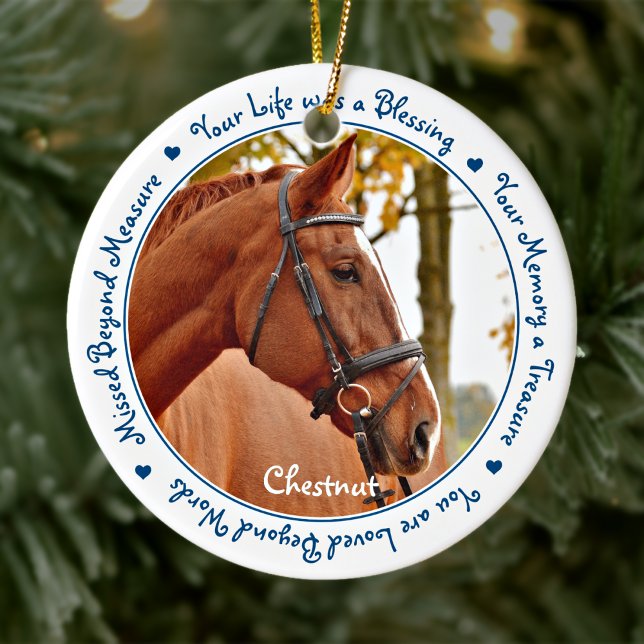 Custom Photo Horse Memorial Ceramic Tree Decoration (Creator Uploaded)