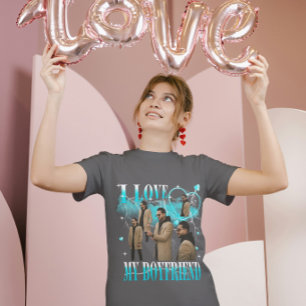 Custom Photo I Love My Boyfriend Vintage Bootleg T-Shirt