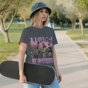 Custom Photo I Love My Boyfriend Vintage Bootleg T-Shirt