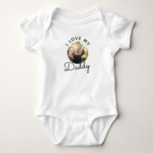 Custom Photo I Love My Daddy Dad Father's Day Baby Bodysuit
