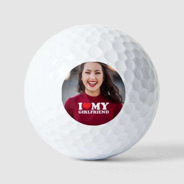 Custom Photo I Love My Girlfriend Golf Balls (Front)