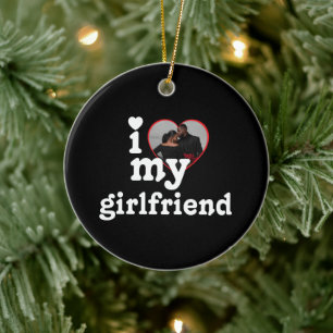 Custom Photo I Love My Girlfriend Valentine's Day Ceramic Tree Decoration
