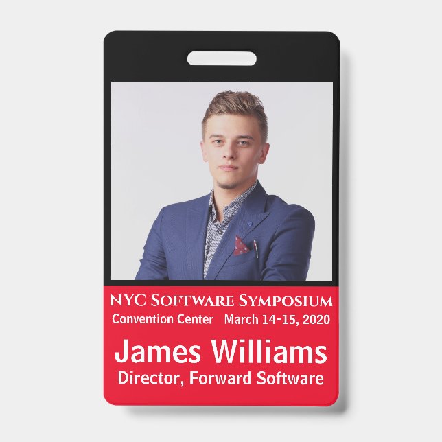 Custom photo ID Event Vertical Badge (Front)