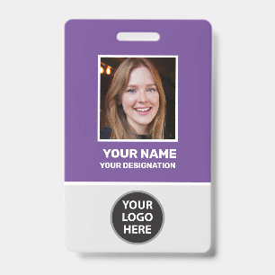 Custom Photo ID Name Badge with Logo and Barcode