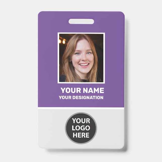 Custom Photo ID Name Badge with Logo and Barcode (Front)