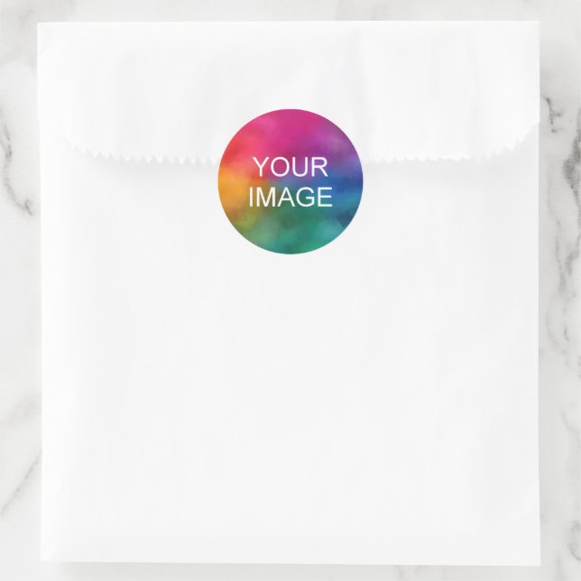 Custom Photo Image Design or Logo Simple Template Classic Round Sticker (Bag)