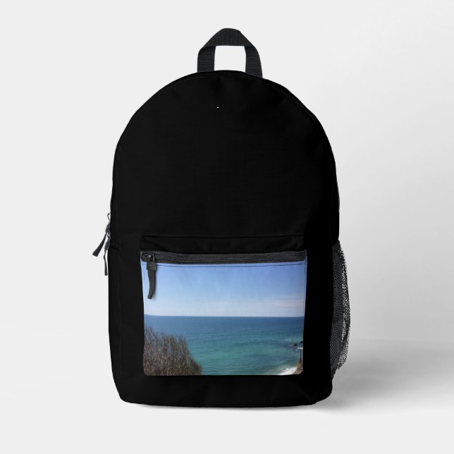 Custom photo image picture black personalised printed backpack (Front)