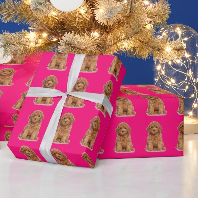 Custom photo image picture logo pattern hot pink wrapping paper (Holidays)