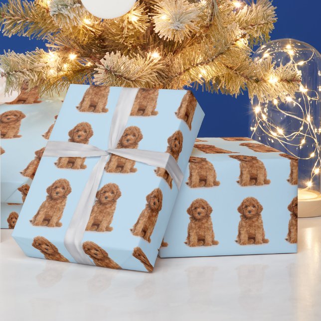 Custom photo image picture logo pattern light blue wrapping paper (Holidays)