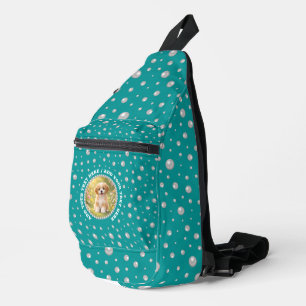 Custom Photo in Pearl Circle on Cyan-Green Sling Bag