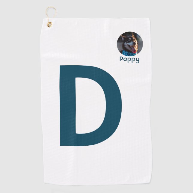 Custom Photo & Initial Monogram Template  Golf Towel (Front)