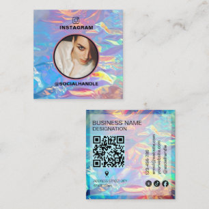 Custom photo Instagram holographic Qr Code Square Business Card