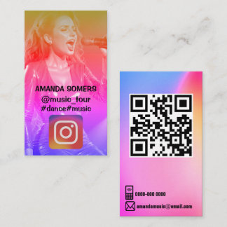 Custom photo instagram social media icons and QR Business Card