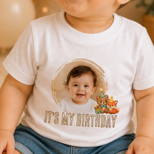 Custom Photo Its My Birthday Party Baby T-shirt