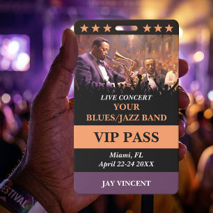 Custom Photo Jazz Blues Live Concert VIP Event ID Badge
