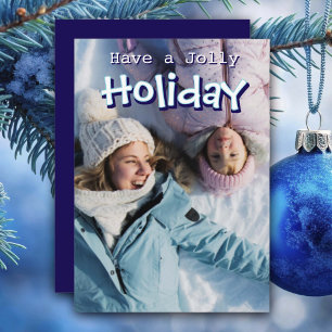 Custom Photo Jolly Holiday Flat Holiday Card