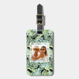 Custom Photo Jungle Floral Pattern Luggage Tag