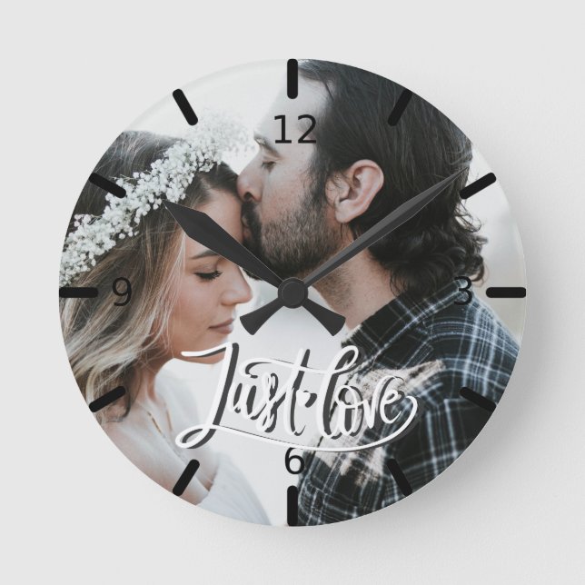 Custom Photo - Just Love Round Clock (Front)