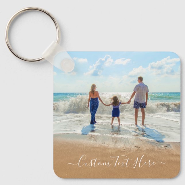 Custom Photo Keychain Gift Your Photos and Text (Front)