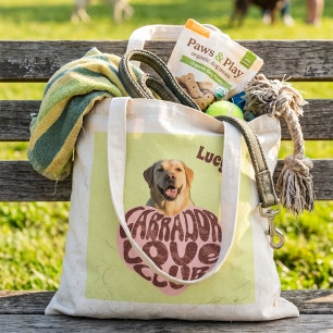 Custom Photo Labrador Love Club Pink Heart Tote Bag