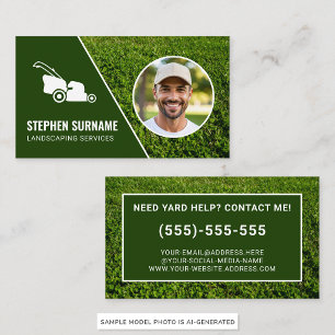 Custom Photo Landscaping Services And Lawn Care Business Card