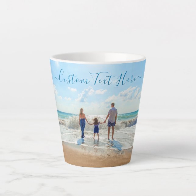 Custom Photo Latte Mug Gift Your Photos and Text (Front)